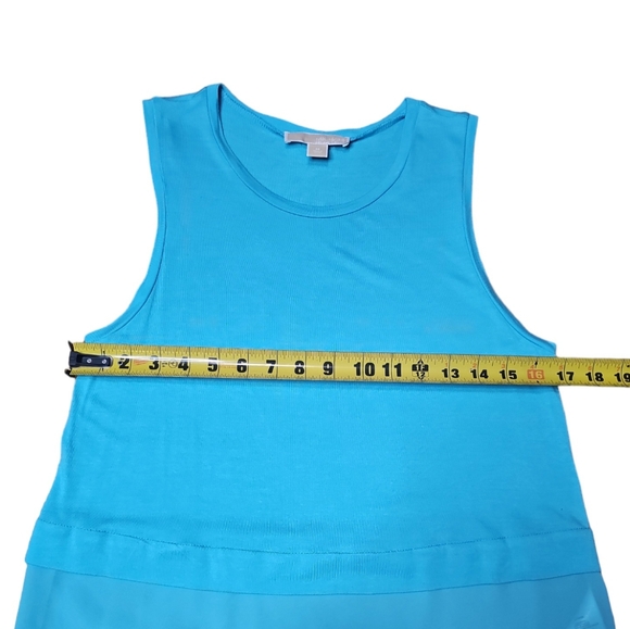 Michael Kors Aqua Blue Mixed Media Sleeveless Top - Picture 6 of 8